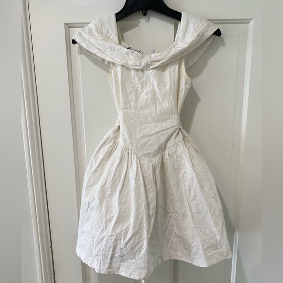 Amy Too! Girls eyelet off the shoulder puffer flower girl wedding dress - Picture 2 of 11